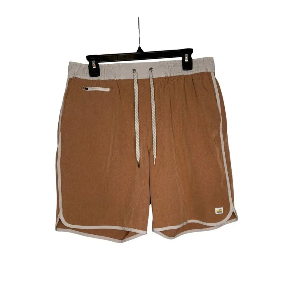 Vuori Men’s Banks Shorts Tan Heather Performance Size Large
